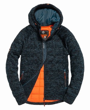 Superdry Storm Quilted Cipzár Férfi Kapucnis Pulóver Sötétkék/Kék | RJZTM3125